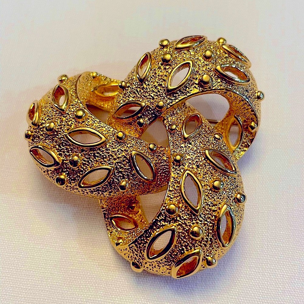Vintage Gold plated Signed Butler brooch Brutalist Modernist